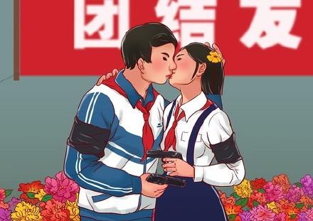 广州插画师画少先队员